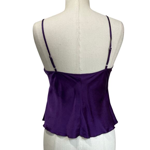 Fredericks of Hollywood Silk Ruffle Tank Top Purple Y2K Camisole Women’s L - Picture 3 of 8